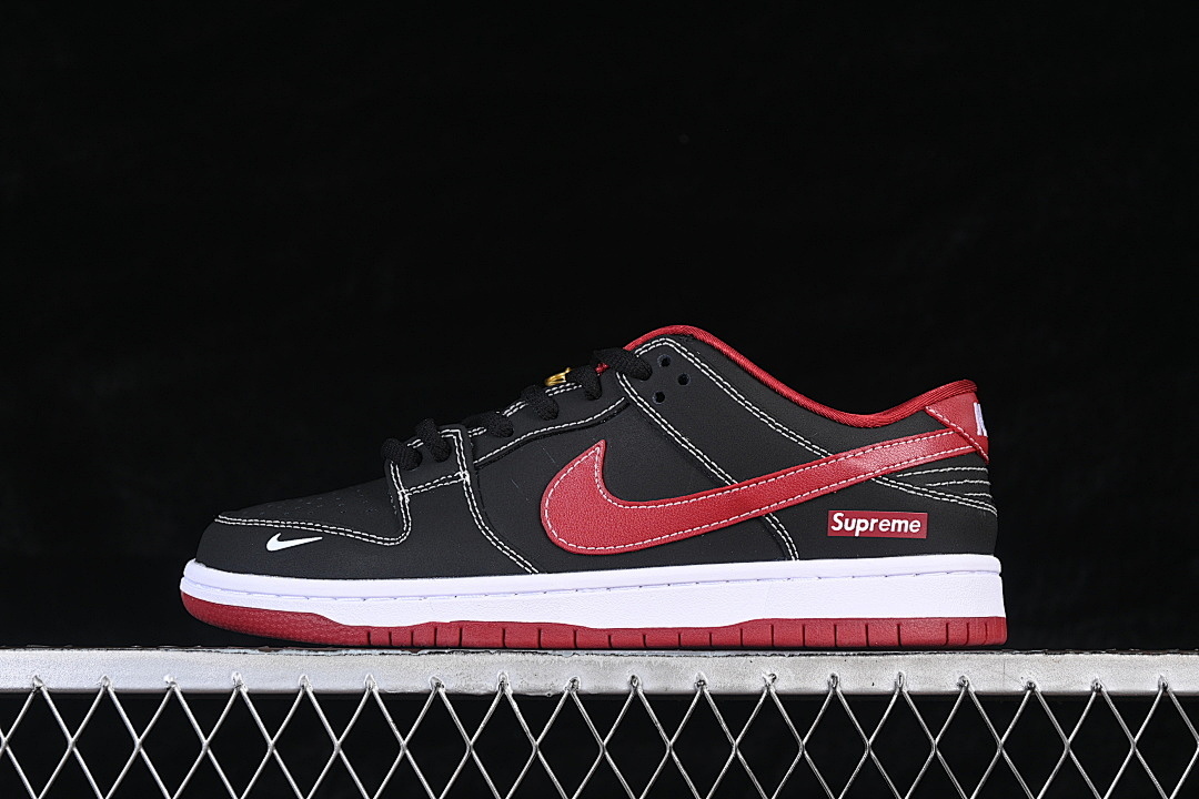 Nike DUNK LOW CASUAL SNEAKERS WINE RED/BLACK/WHITE · AJ6817-005, photo 1