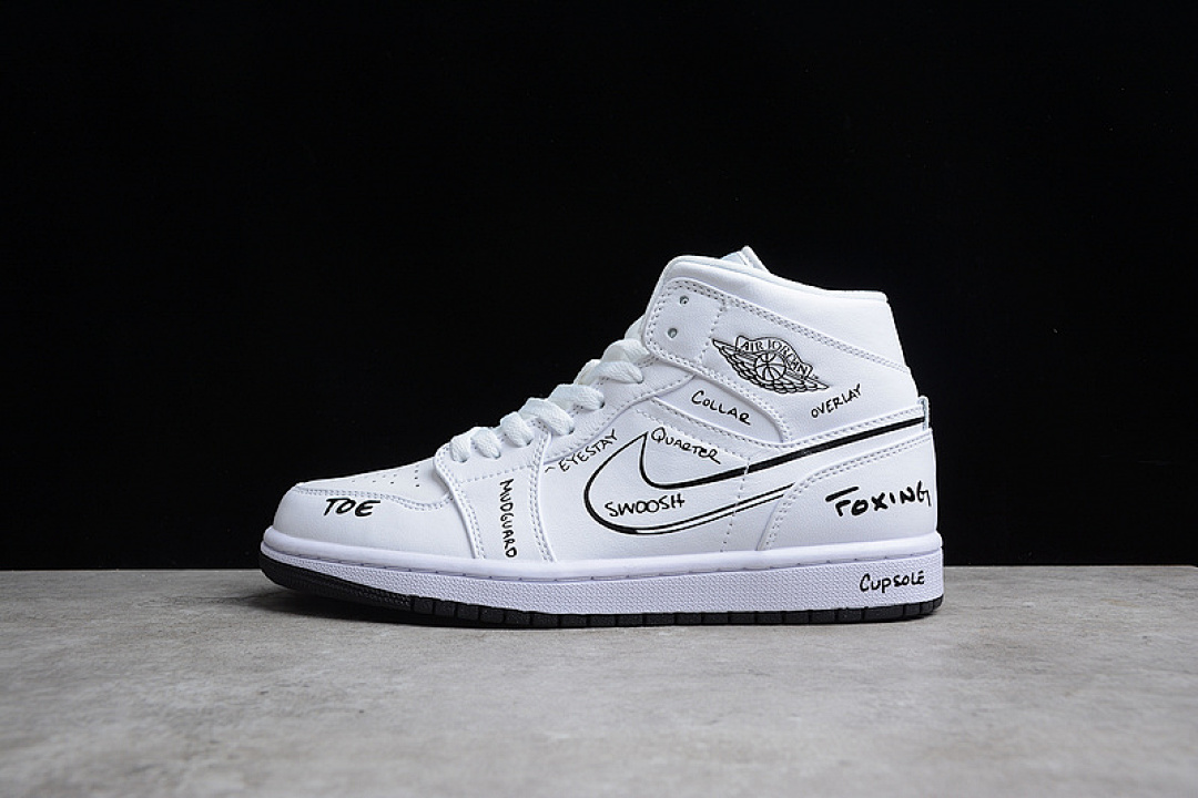 Jordan [DQ1864-100]-[GZ AIR JORDAN 1 MID GS SCHEMATIC WHITE/WHITE/BLACK]-[WOMAN:36-39]-[MAN:40-46], photo 1