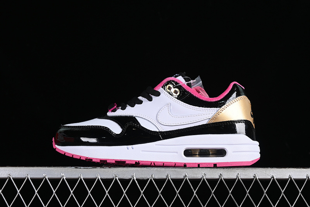Nike AIR MAX 1 PRM WHITE/BLACK/PINK/GOLD · HJ3966-100, photo 1