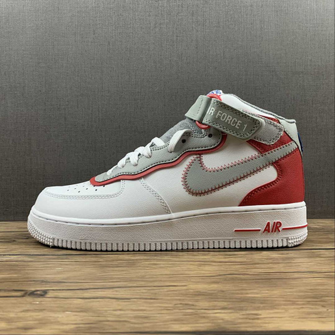 Nike [DH7451-100]-[AIR FORCE 1 MID 07 LV8 ATHLETIC CLUB WHITE/GYM RED/WHITE/LIGHT SMOKE (GREY]), photo 1