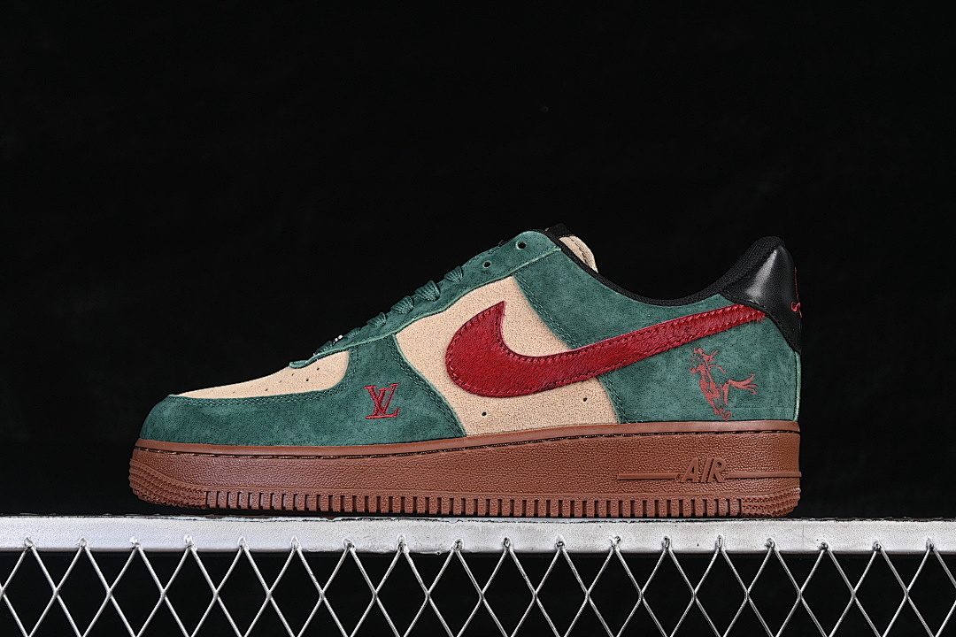 Nike [XY9025-006]-[AIR FORCE 1 07 LOW CASUAL SNEAKERS BROWN/GREEN/RED]-[WOMAN:36-39]-[MAN:40-45] - Image 2