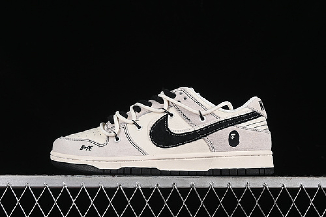 Bape [SJ2068-299]-[SB DUNK LOW BAPE WHITE/GREY/BLACK]-[WOMAN:36-39]-[MAN:40-45], photo 1