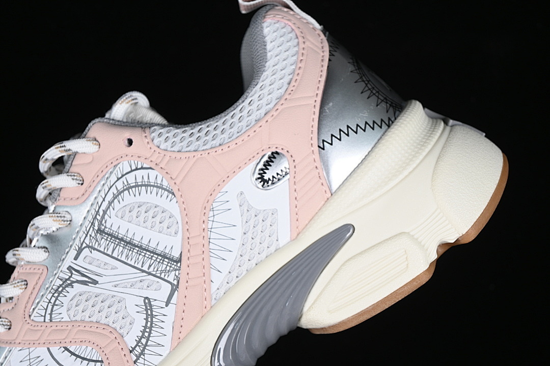 On Running [ROUND TOED LACE UP CASUAL SPORTS RUNNING SHOES WHITE/PINK/SILVER]-[WOMAN:36-39]-[MAN:40-45] - Image 4