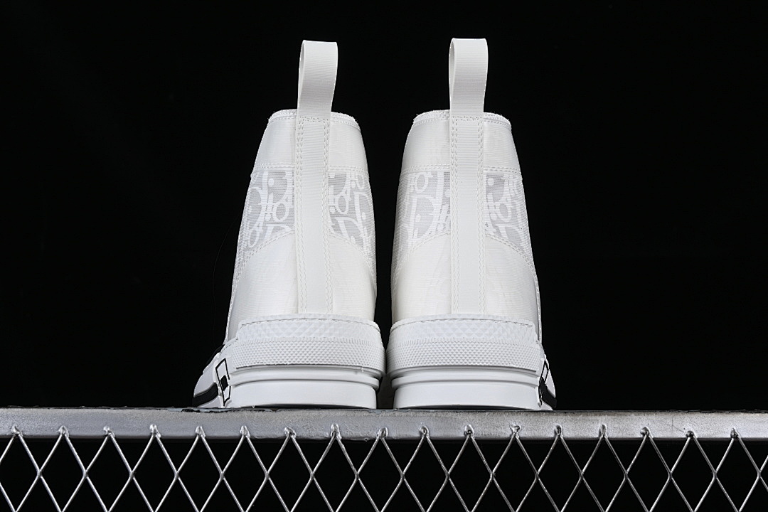 Dior [B23 OBLIQUE TOP SNEAKERS MID CASUAL SHOES WHITE/LIGHT GRAY]-[WOMAN:39]-[MAN:40-46] - Image 15