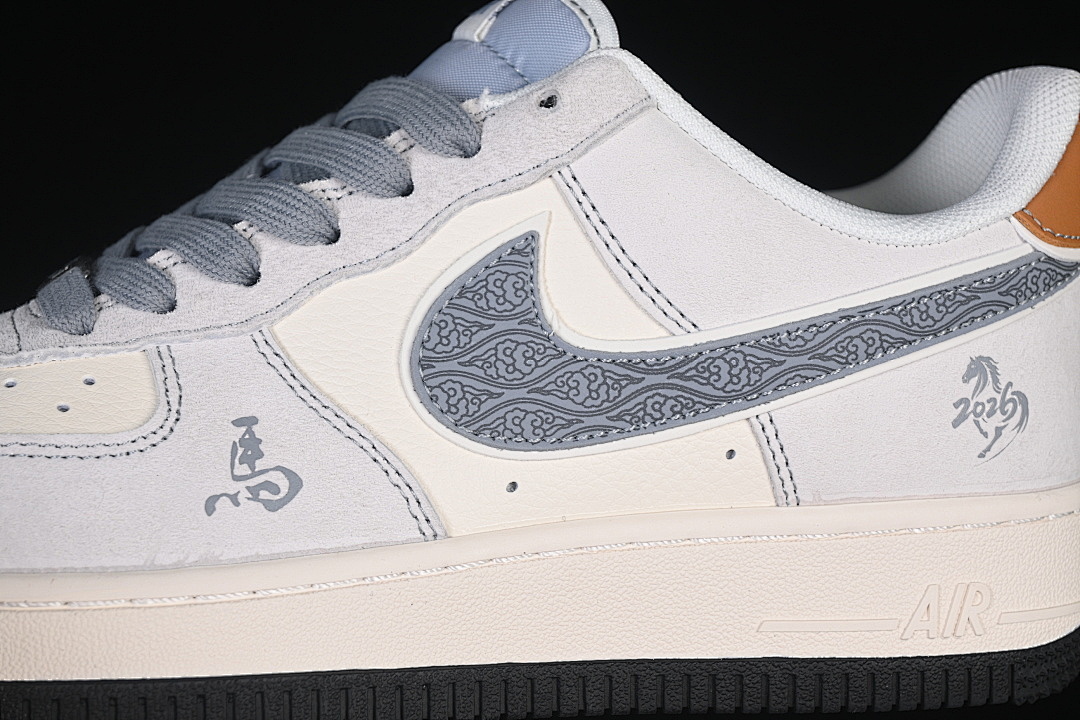 Nike [HT5088-633]-[AIR FORCE 1 07 LOW CASUAL SNEAKERS WHITE/GREY/BLUE]-[WOMAN:36-39]-[MAN:40-45] - Image 8