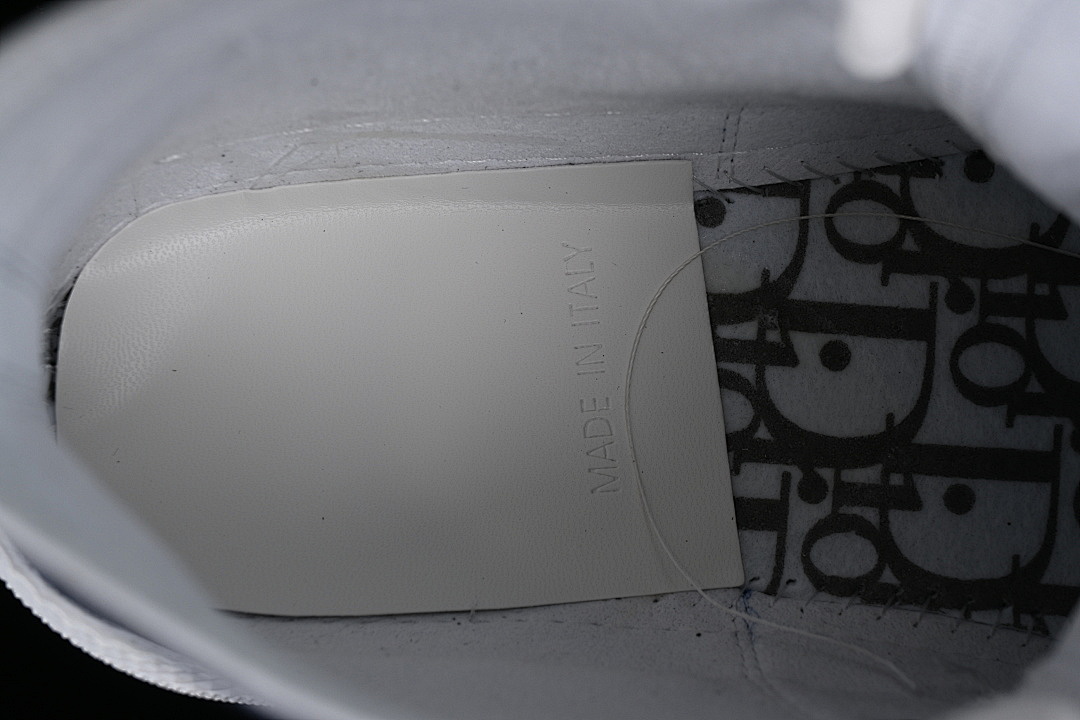 Dior [B23 OBLIQUE TOP SNEAKERS MID CASUAL SHOES WHITE/NAVY BLUE/BEIGE]-[WOMAN:39]-[MAN:40-46] - Image 4