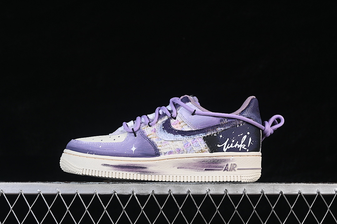 Nike [FJ7740-190]-[AIR FORCE 1 07 LOW CASUAL SNEAKERS WHITE/PURPLE/BLACK]-[WOMAN:36-39]-[MAN:40-45] - Image 2