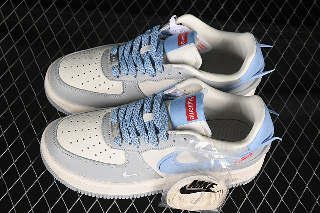 Nike [XS3464-577]-[AIR FORCE 1 07 LOW SUPREME WHITE/BLUE/GREY]-[WOMAN:36-39]-[MAN:40-45] - Image 11