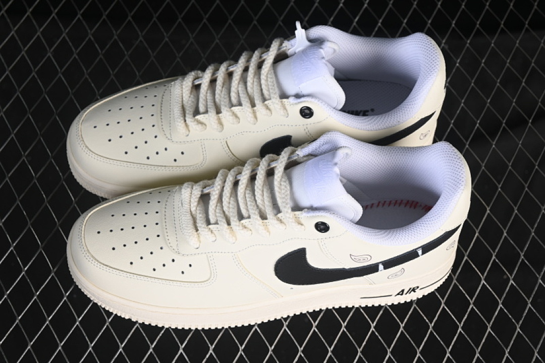 Nike [DD8959-100]-[AIR FORCE 1 07 LOW CASUAL SNEAKERS BEIGE/BLACK]-[WOMAN:36-39]-[MAN:40-45] - Image 10