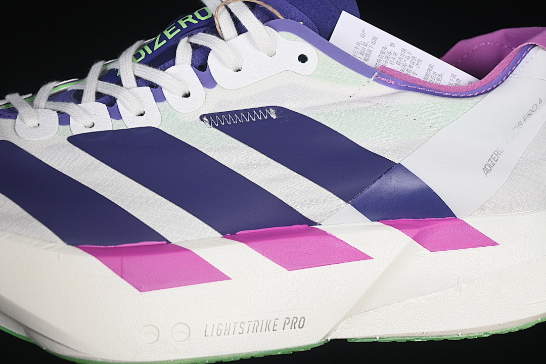 Adidas [JR1656]-[ADIZERO ADIOS PRO 4 CORE WHITE/COLLEGIATE PURPLE/LIME BURST]-[WOMAN:39]-[MAN:40-46] - Image 8