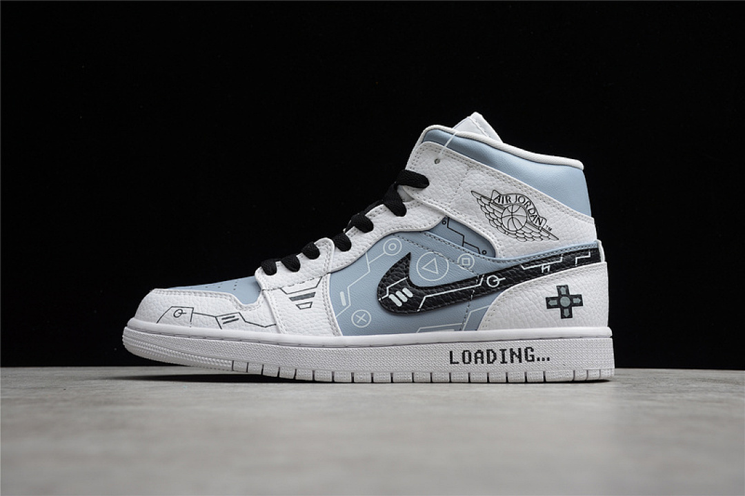 Jordan [554724-130]-[GZ AIR JORDAN 1 MID LIGHT BLUE/WHITE/BLACK]-[WOMAN:36-39]-[MAN:40-47], photo 1