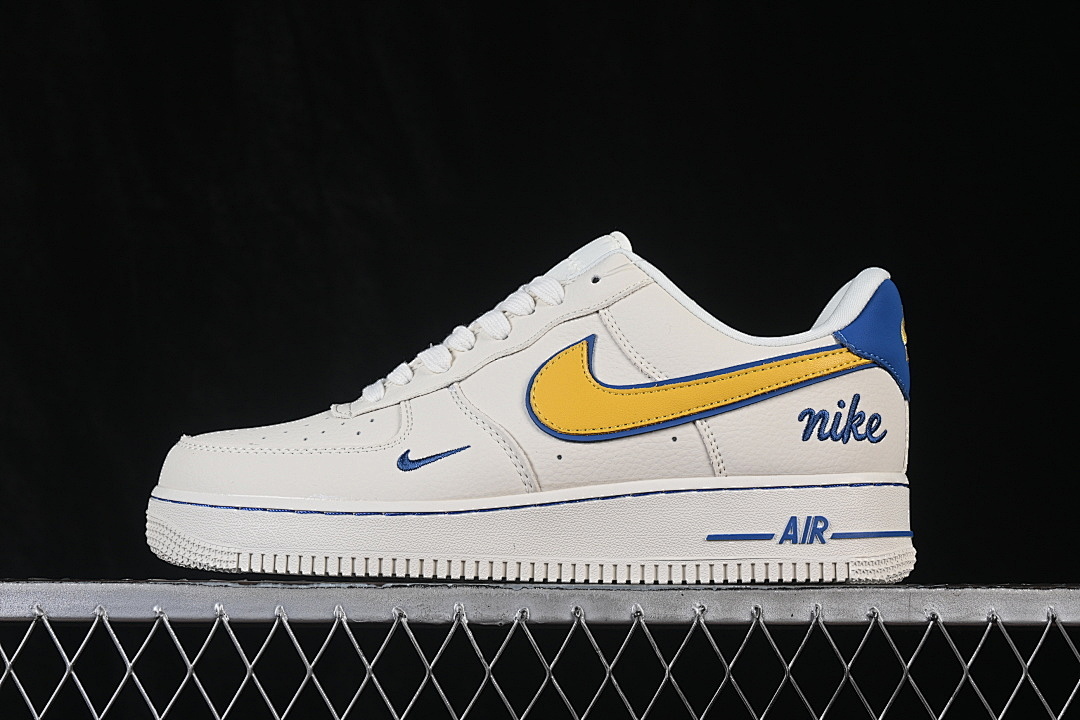 Nike [FV3694-112]-[AIR FORCE 1 07 LOW CASUAL SNEAKERS WHITE/YELLOW/BLUE]-[WOMAN:36-39]-[MAN:40-45] - Image 2