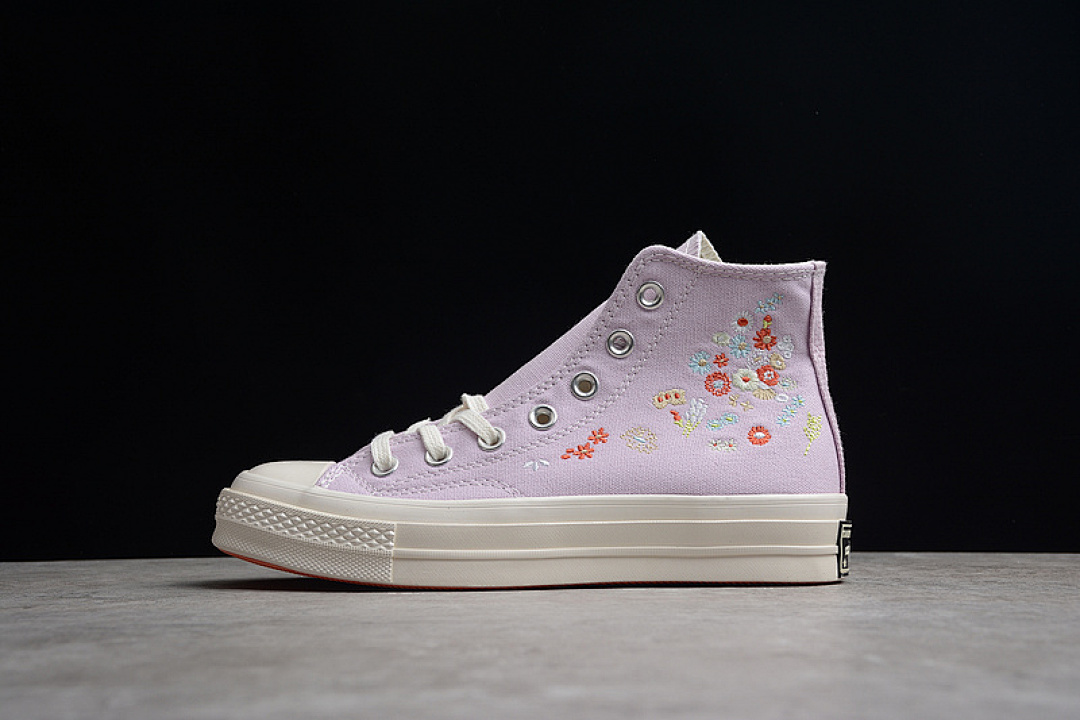Converse [A01584C]-[CHUCK TAYLOR 70S HIGH EMBROIDERED FLORAL PRINT PALE AMETHYST/MULTI/EGRET], photo 1