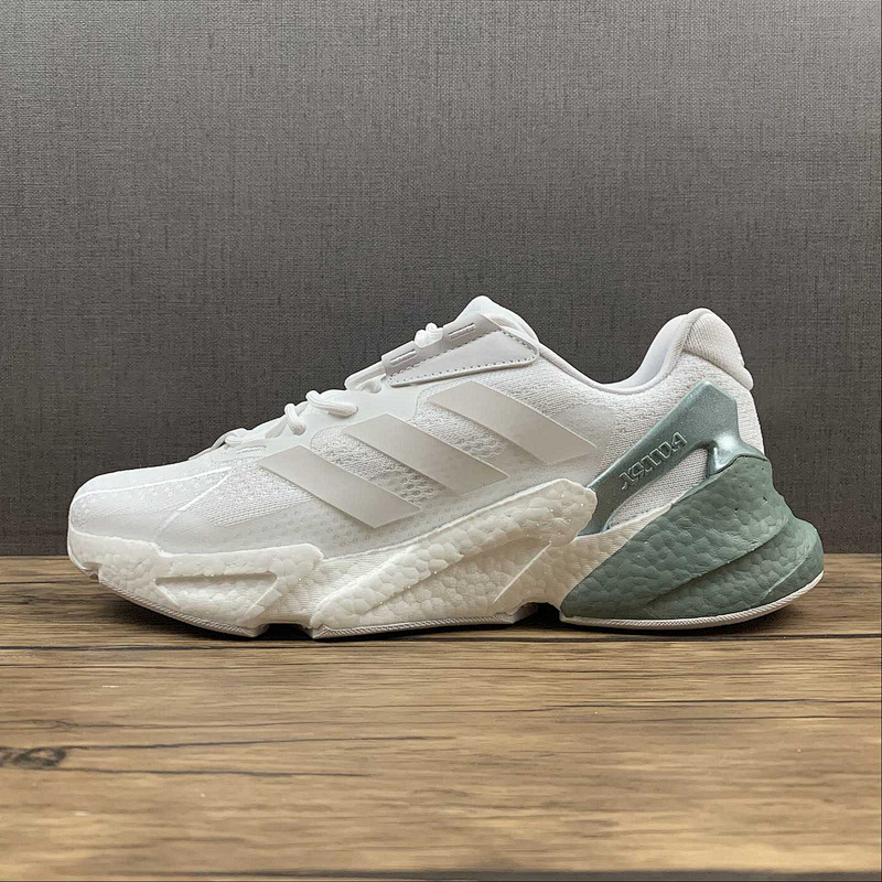 X9000L4 SHOES CLOUD WHITE/CLOUD WHITE/METALLIC GREEN · GX3486, photo 1