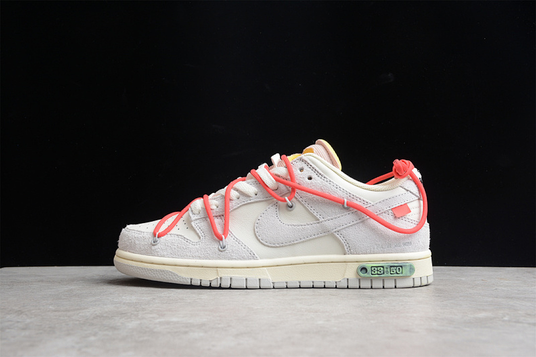 Off-White Nike OW X SB DUNK LOW LOT 33 OF 50 SAIL/NEUTRAL GREY/CHILE RED · DJ0950-118, photo 1