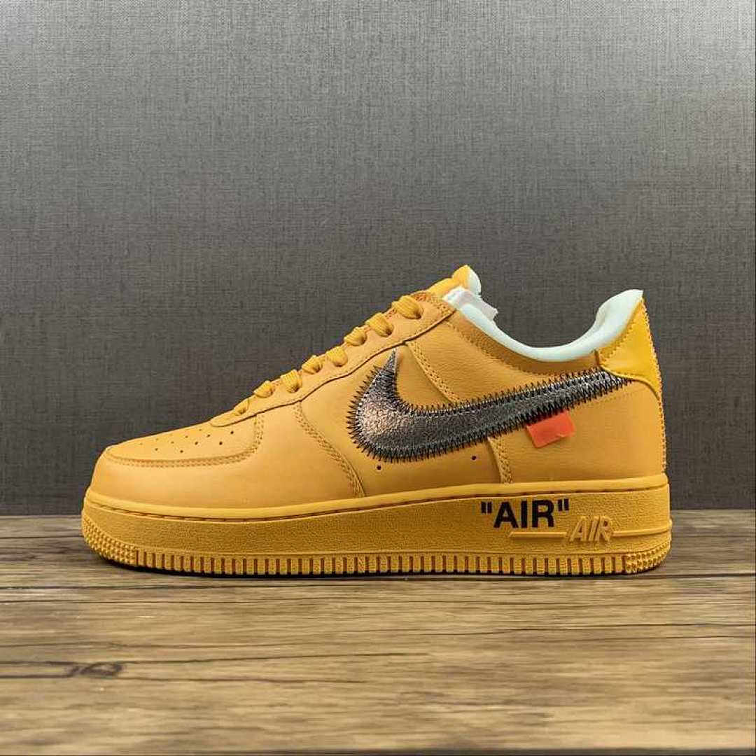 Nike [DD1876-700]-[OFF-WHITE X AIR FORCE 1 LOW LEMONADE UNINIVERSITY GOLD/BLACK]-[UNISEX:36-47.5], photo 1