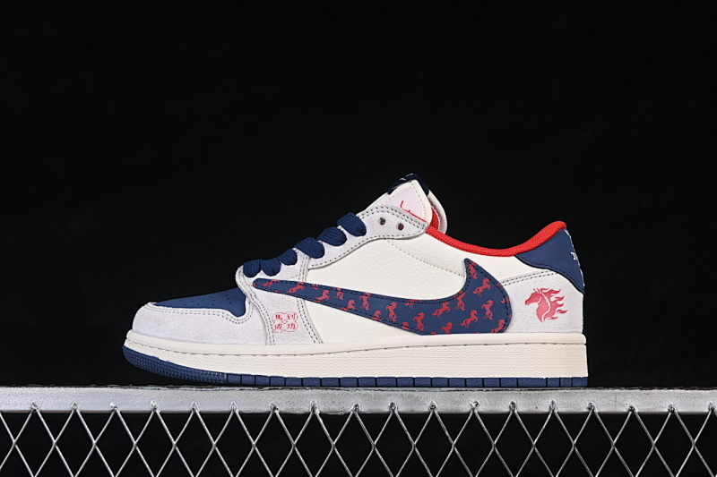 Jordan AIR Jordan 1 LOW RETRO SHOES WHITE/NAVY BLUE/RED · DX5688-003, photo 1
