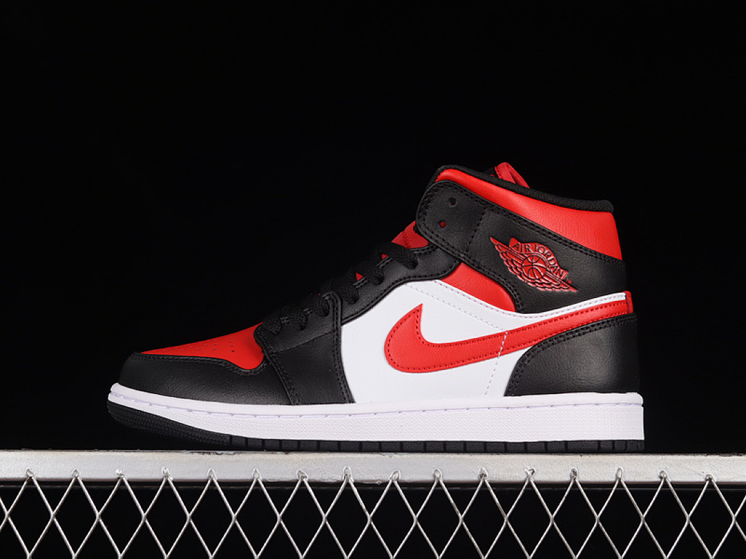 Jordan [554724-079]-[AIR JORDAN 1 MID BRED TOE BLACK/WHITE/FIRE RED]-[WOMAN:35.5-39]-[MAN:40-46], photo 1