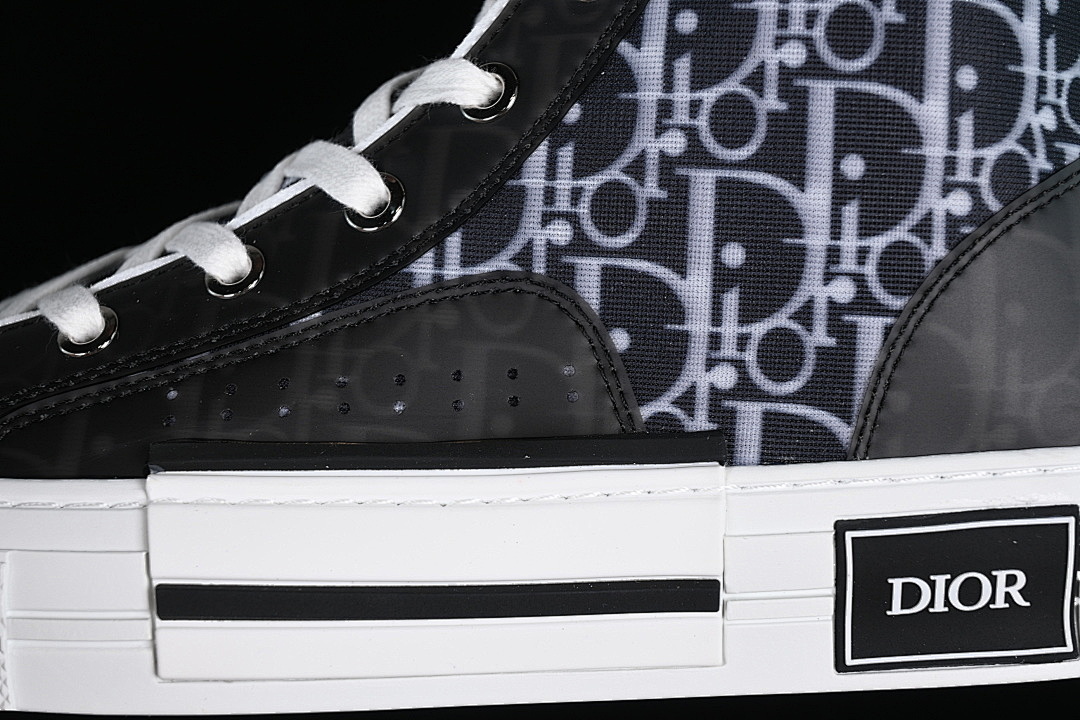 Dior [B23 OBLIQUE TOP SNEAKERS MID CASUAL SHOES BLACK/WHITE]-[WOMAN:39]-[MAN:40-46] - Image 8