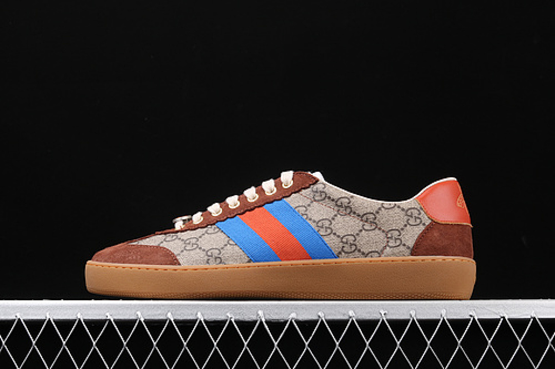Gucci [GU*CCI ACE EMBROIDERED LOW-TOP SNEAKER BROWN/BLUE]-[UNISEX:38-44] - Image 2