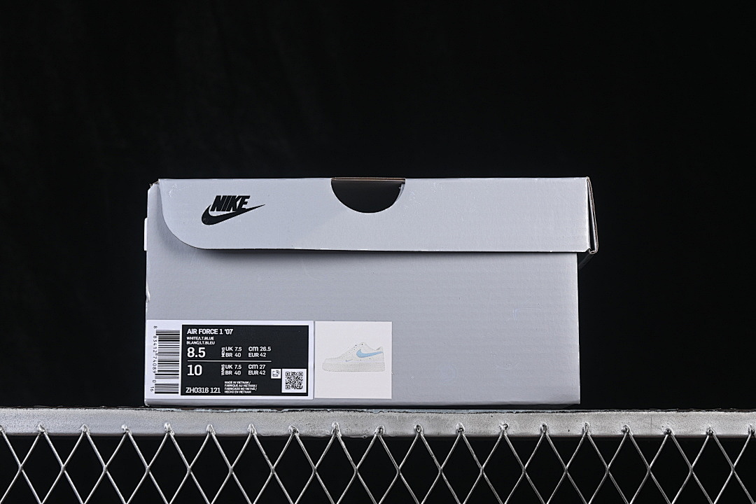 Nike [ZH0316-121]-[AIR FORCE 1 07 LOW CASUAL SNEAKERS WHITE/BLUE/WHITE]-[WOMAN:36-39.5]-[MAN:40-45] - Image 12