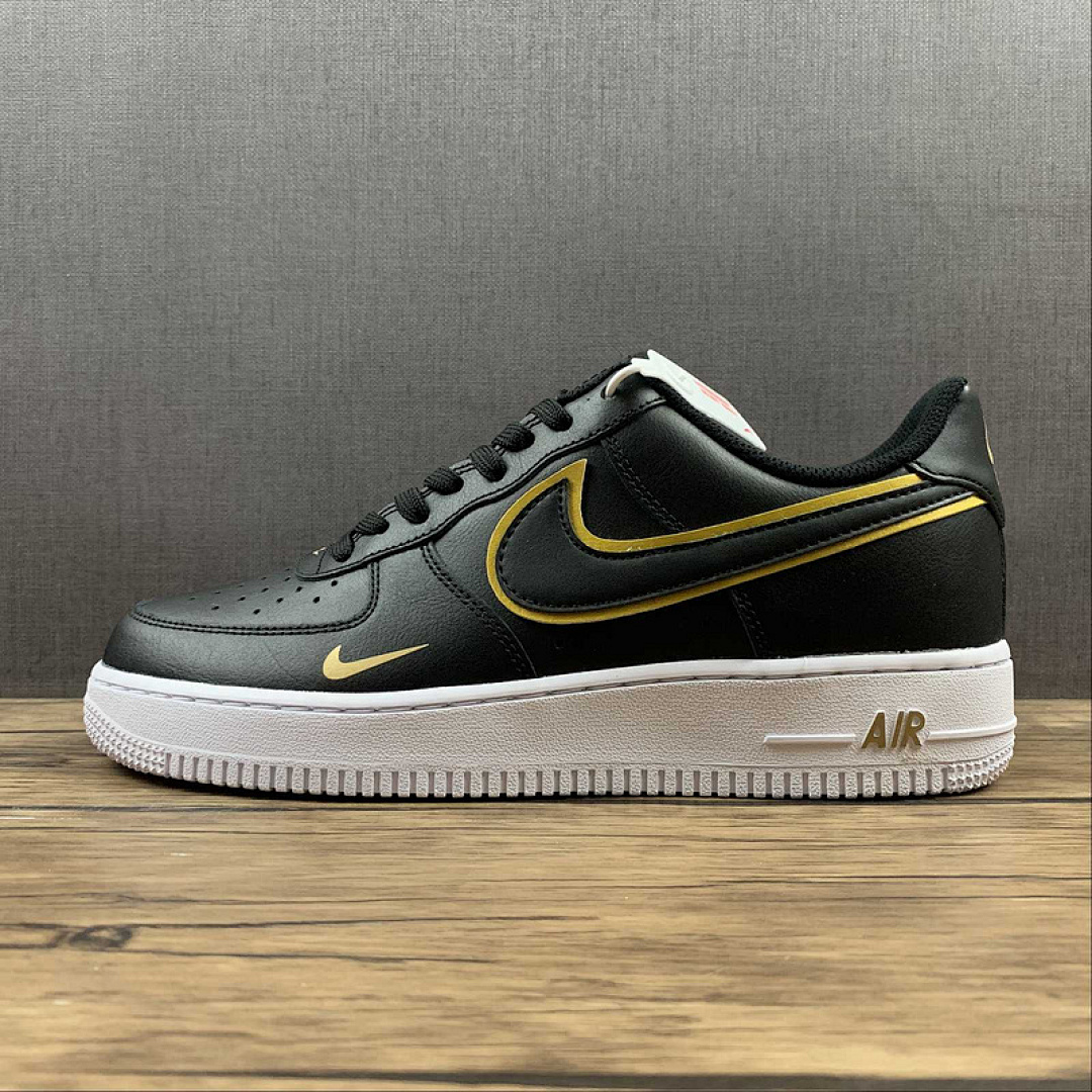 Nike [DA8481-001]-[AIR FORCE 1 LOW 07 LV8 DOUBLE SWOOSH BLACK/BLACK/METALLIC GOLD/WHITE]-[36-45], photo 1