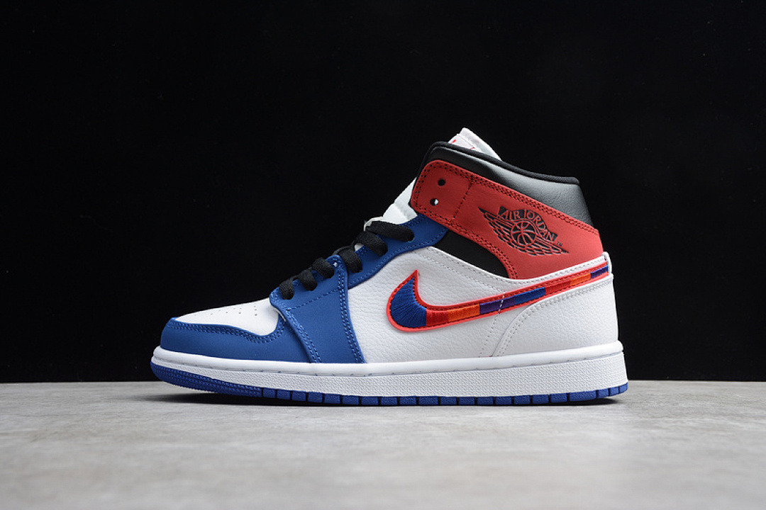 Jordan [852542-146]-[GZ AIR JORDAN 1 MID SWOOSH WHITE/GAME ROYAL-GYM RED-BLACK]-[UNISEX:36-47], photo 1