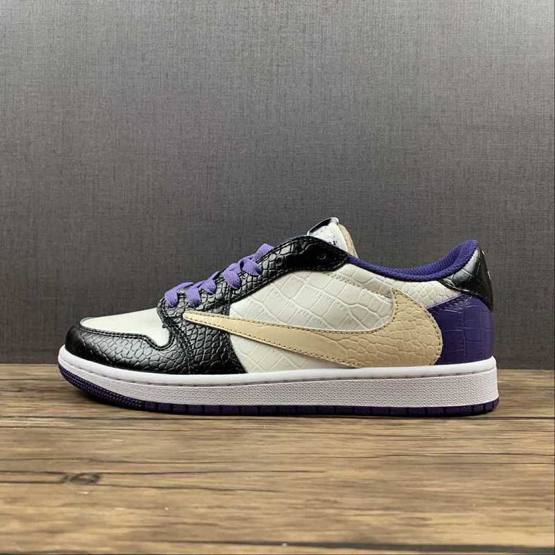 Jordan [DM7866-189]-[FRAGMENT DESIGN X TRAVIS SCOTT AIR JORDAN 1 LOW WHITE/COURT PURPLE/BLACK], photo 1
