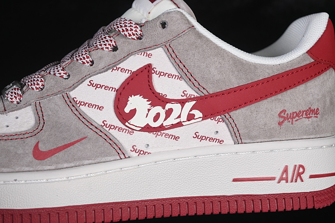 Nike [JP2026-132]-[AIR FORCE 1 07 LOW CASUAL SNEAKERS WHITE/GREY/RED]-[WOMAN:36-39]-[MAN:40-45] - Image 8
