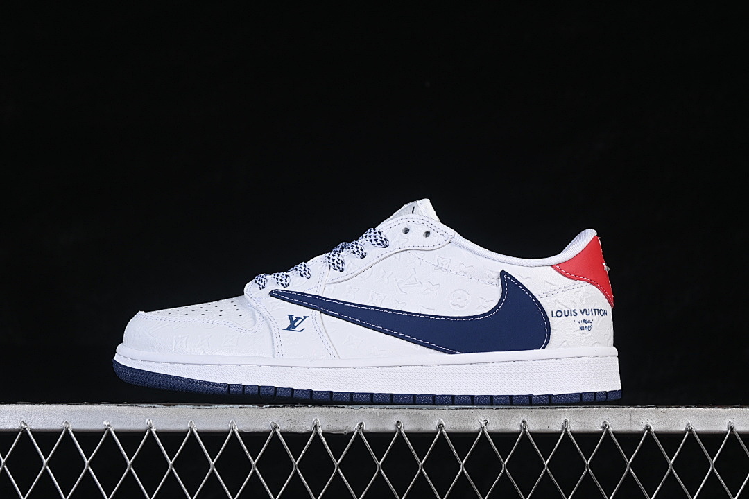 Jordan [LD2028-062]-[AIR JORDAN 1 LOW RETRO BASKETBALL SHOES WHITE/BLUE/RED]-[WOMAN:36-39]-[MAN:40-45], photo 1