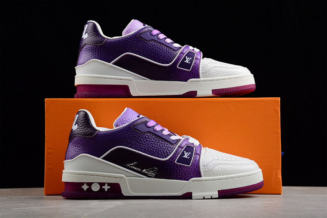 Louis Vuitton [L*V 2022 TRAINER SNEAKERS WHITE/DARK PURPLE/BLACK]-[MAN:38-45] - Image 9