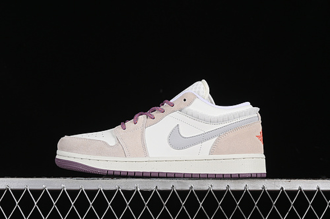 Jordan [FQ8094-100]-[AIR JORDAN 1 LOW WHITE/GREY/PURPLE/BEIGE]-[WOMAN:36-39]-[MAN:40-46], photo 1