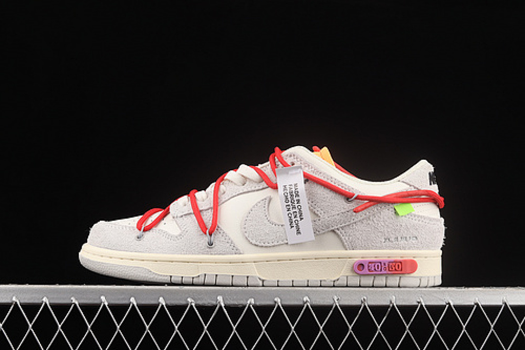 Unbranded [DJ0950-103]-[OW X SB DUNK LOW LOT 40 OF 50 SAIL/NEUTRAL GREY/GLOBAL RED]-[UNISEX:36-45], photo 1