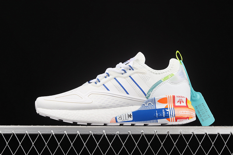 ZX 2K BOOST MULTI-COLOR LOGOS CLOUD WHITE/BLUE/ORANGE · GX2718, photo 1