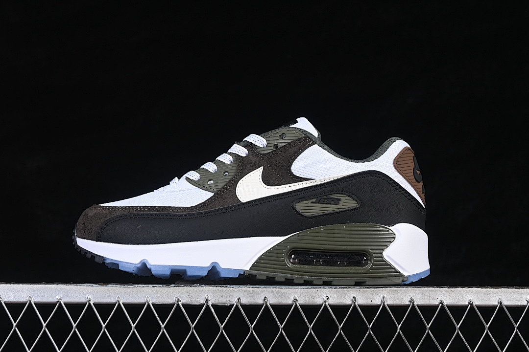 Nike AIR MAX 90 AIR CUSHIONED SHOES WHITE/GREY/BLACK/BLUE · II7592-100, photo 1