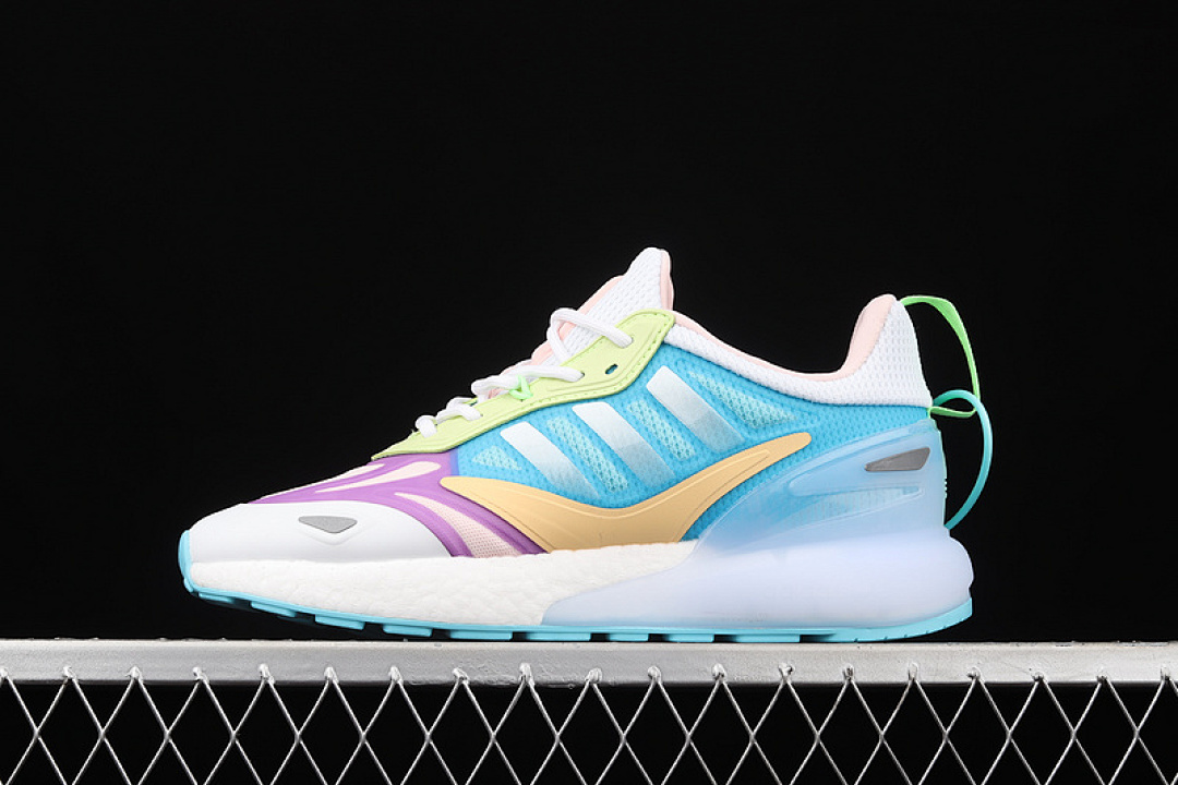 Purple ZX 2K BOOST 2.0 J SHOES CLOUD WHITE/CLOUD WHITE/LIGHT PURPLE · GZ7502, photo 1