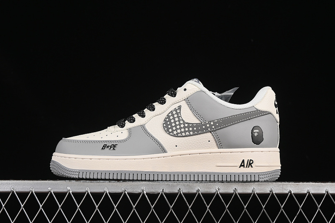 Nike [XS1958-571]-[AIR FORCE 1 07 LOW BAPE GREY/BLACK/WHITE]-[WOMAN:36-39]-[MAN:40-45] - Image 2