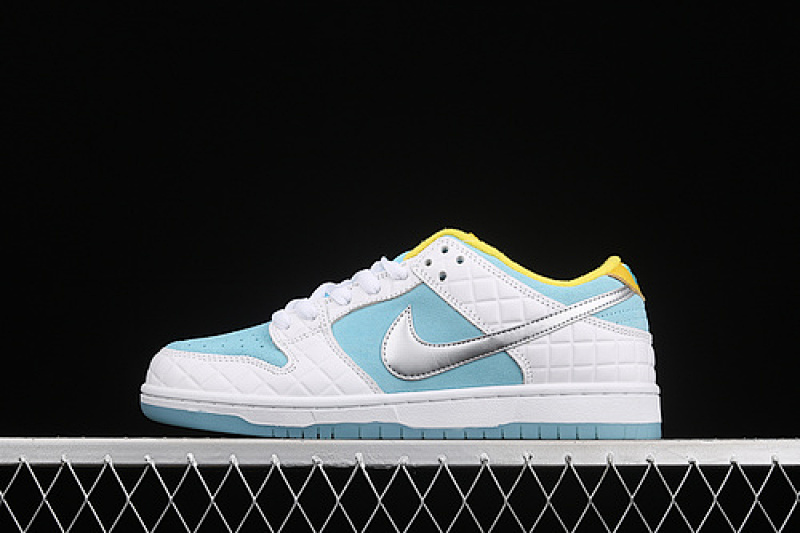 Nike FTC X SB DUNK LOW WHITE/LAGOON PULSE-METALLIC SILVER-SPEED YELLOW · DH7687-400, photo 1