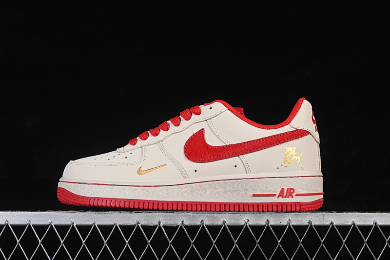 Nike Nike AIR FORCE 1 07 LOW CASUAL SNEAKERS BEIGE/RED/GOLD · NH0601-513, photo 1