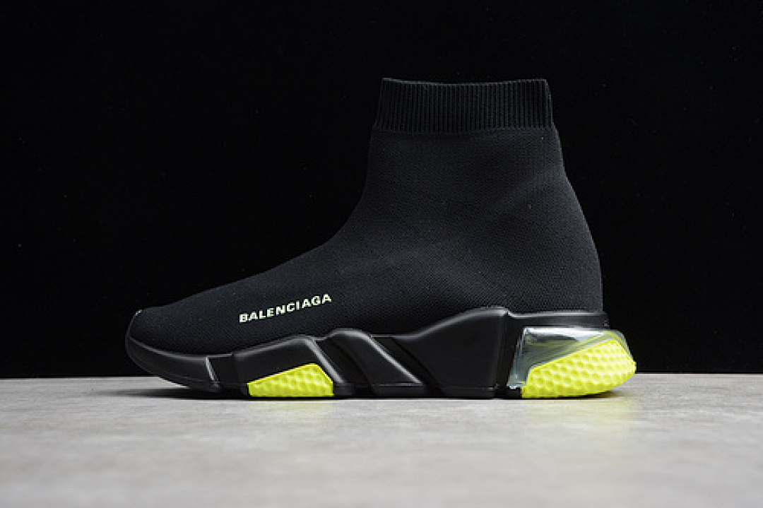 Unbranded [BA-LEN-CIAGA SPEED STRETCH-KNIT MID SNEAKERS BLACK/YELLOW]-[WOMAN:36-39]-[MAN:40-46], photo 1