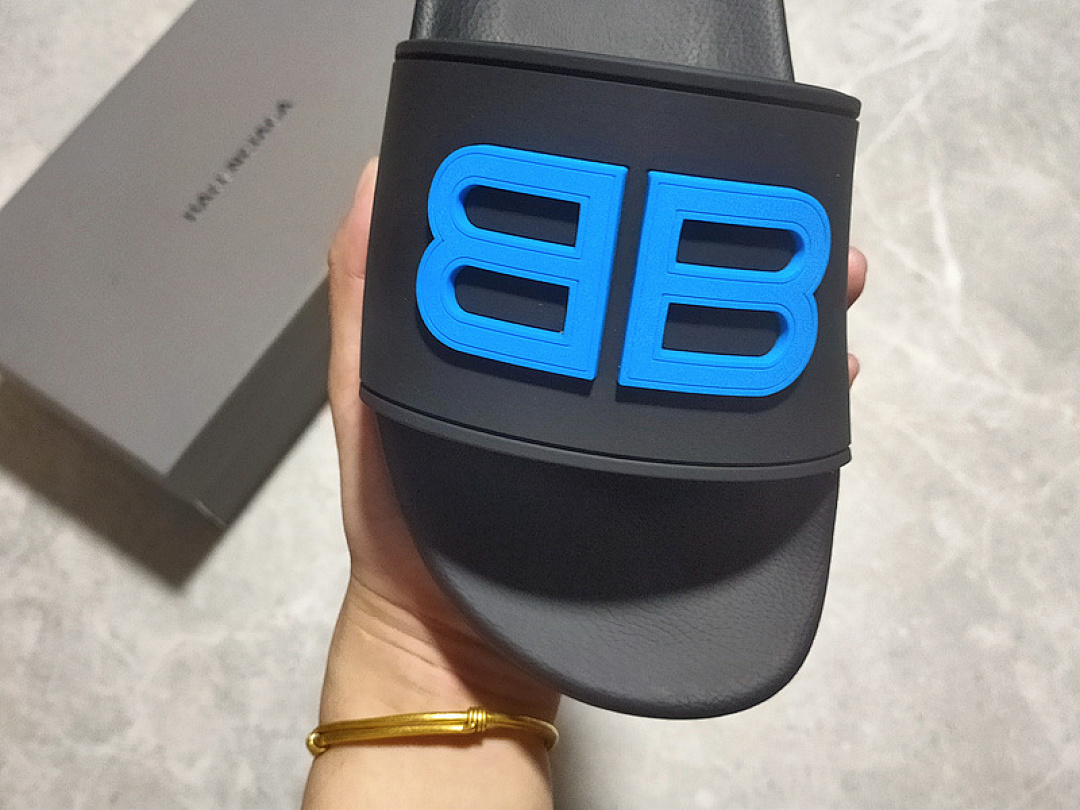 Balenciaga [BA*LEN*CIAGA LOGO POOL SIDES BLACK/BLACK/BLUE]-[WOMAN:35-39]-[MAN:40-45] - Image 5