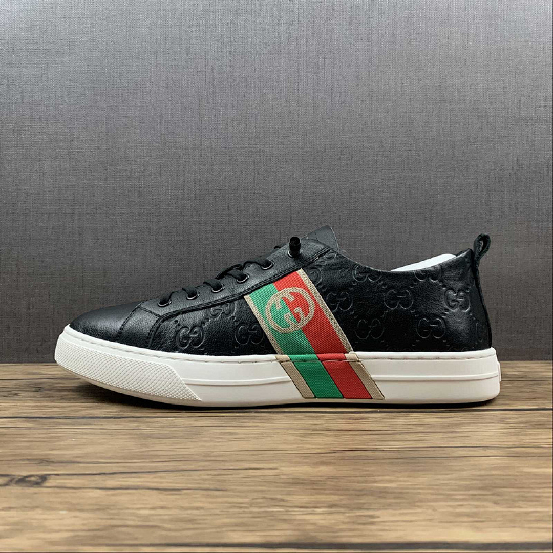 Gucci [GU*CCI LOW SHOES BLACK/GREEN/RED-GOLD]-[MAN:38-44], photo 1