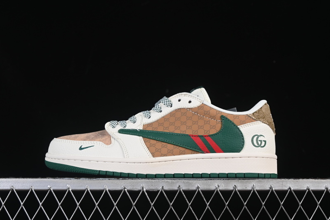 Jordan [QW5088-206]-[AIR JORDAN 1 LOW AJ1 CASUAL SNEAKERS KHAKI/WHITE/GREEN]-[WOMAN:36-39]-[MAN:40-45], photo 1