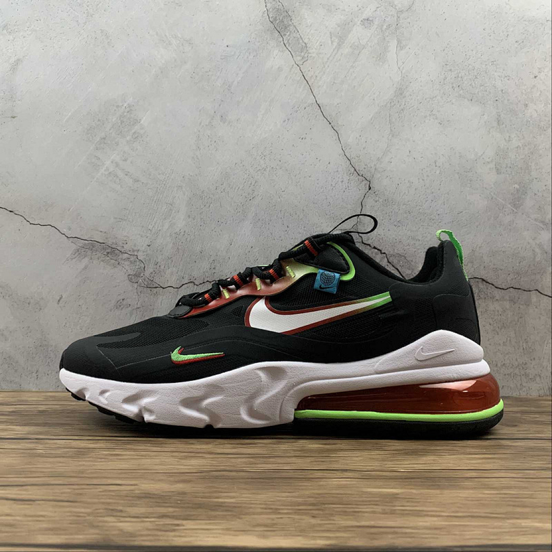 Nike AIR MAX 270 REACT WORLDWIDE PACK BLACK/GREEN STRIKE/FLASH CRIMSON/WHITE · CK6457-001, photo 1