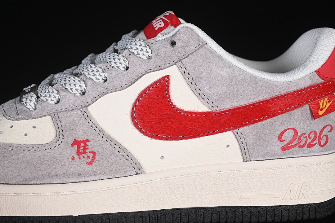 Nike [HT5088-632]-[AIR FORCE 1 07 LOW CASUAL SNEAKERS WHITE/GREY/RED]-[WOMAN:36-39]-[MAN:40-45] - Image 8