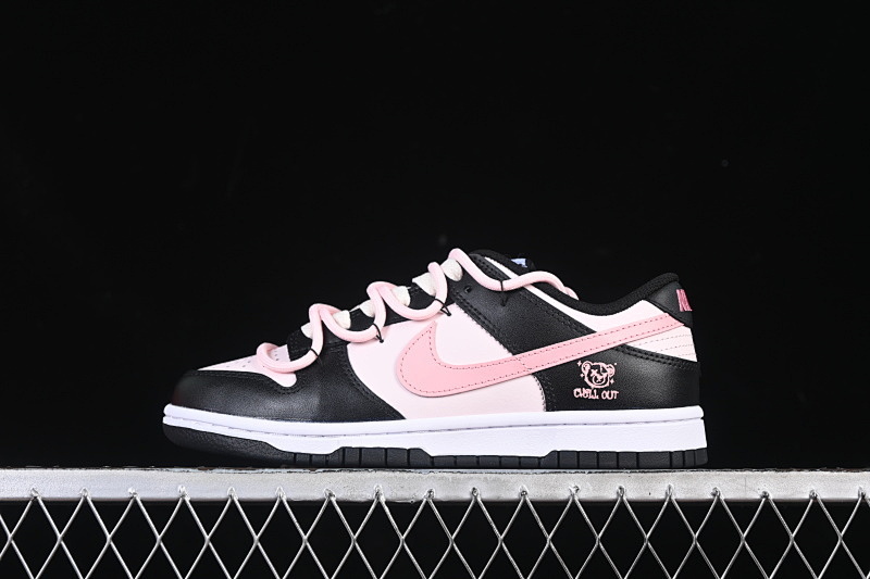 Nike DUNK LOW JUST DO IT CASUAL SNEAKERS PINK/BLACK/WHITE · DD1503-101, photo 1