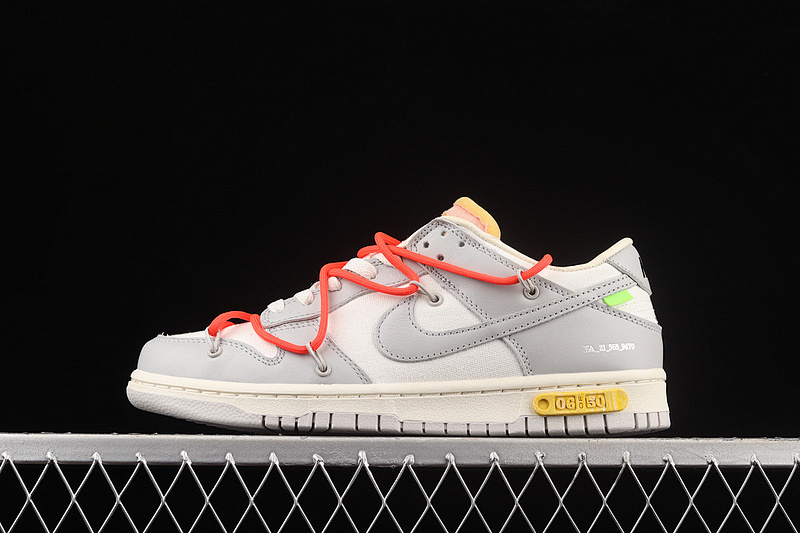 Nike OW X SB DUNK LOW LOT 06 OF 50 SAIL/NEUTRAL GREY/RED · DM1602-110, photo 1