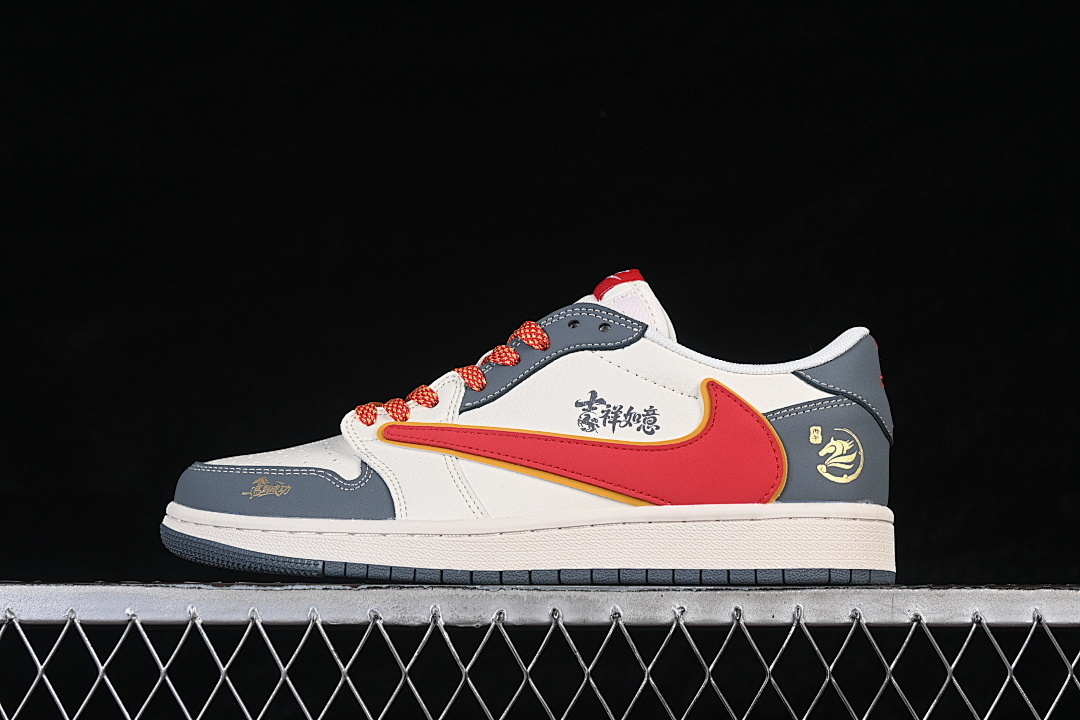 Jordan AIR Jordan 1 LOW RETRO BASKETBALL SHOES WHITE/GREY/RED · JJ2508-104, photo 1