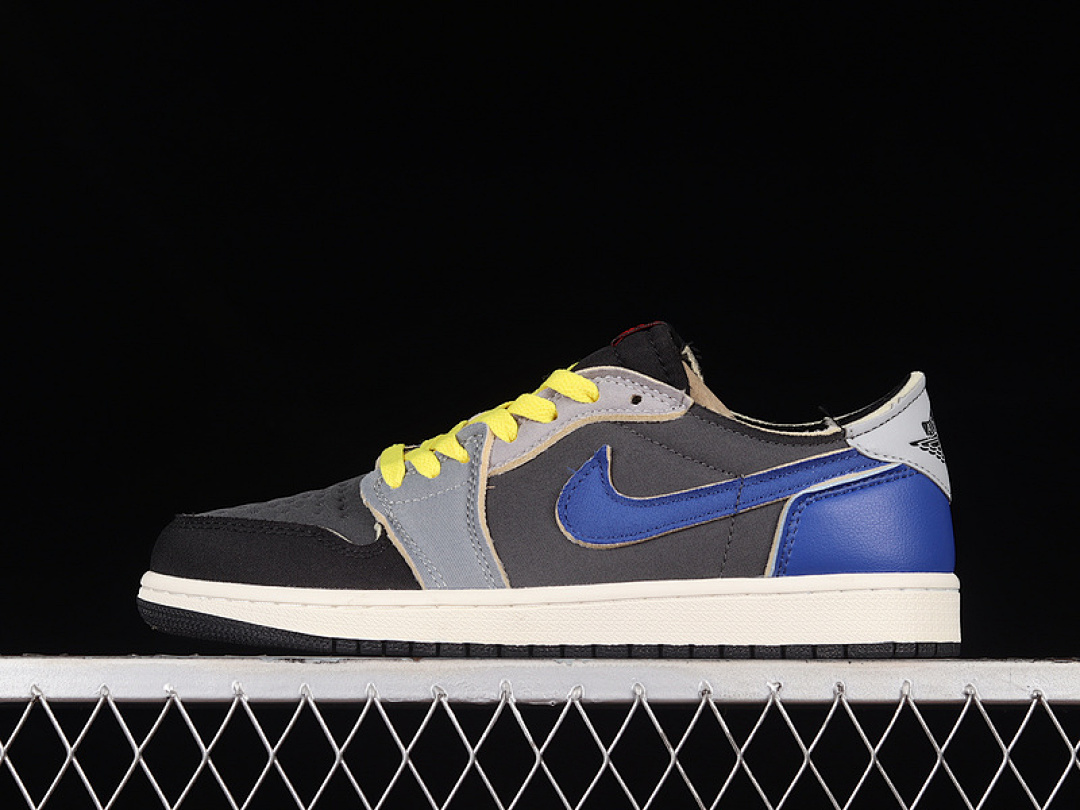 Jordan [DV0982-006]-[AIR JORDAN 1 RETRO LOW OG BLACK/DARK SMOKE GREY/DARK BLUE-YELLOW]-[MAN:40-46], photo 1