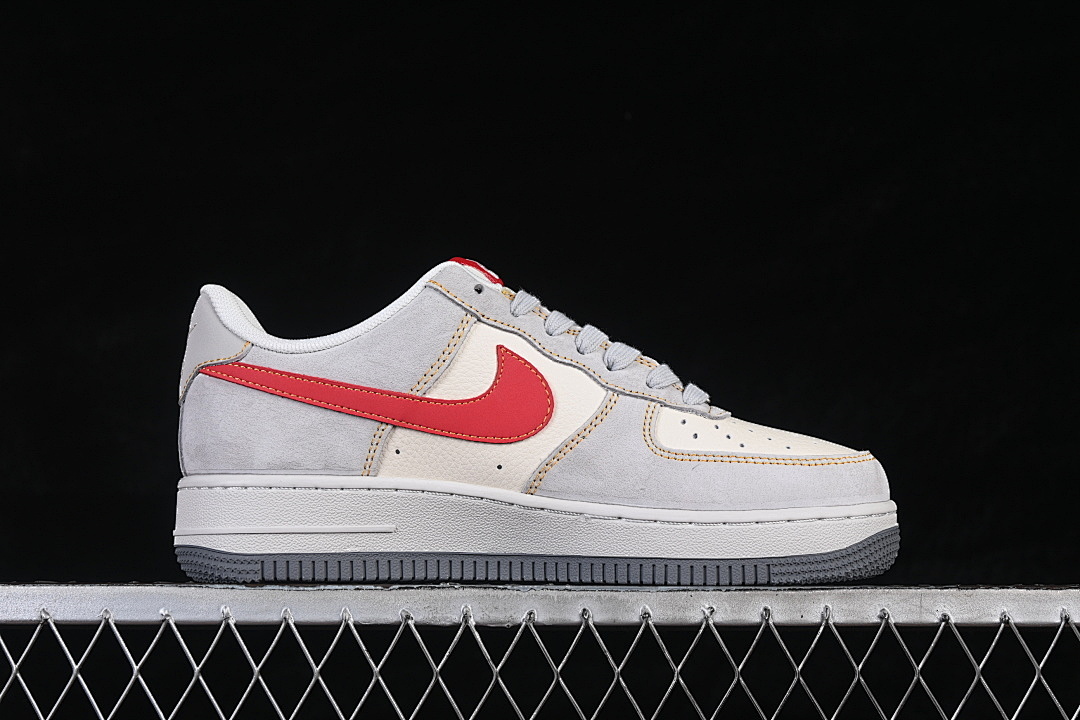 Nike [HT5088-631]-[AIR FORCE 1 07 LOW CASUAL SNEAKERS WHITE/GREY/RED]-[WOMAN:36-39]-[MAN:40-45] - Image 16